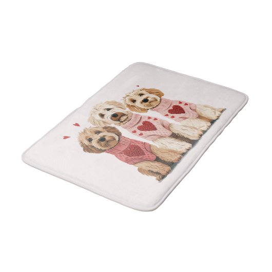 Valentines Goldendoodle Hunde Badematte (Schrägansicht)