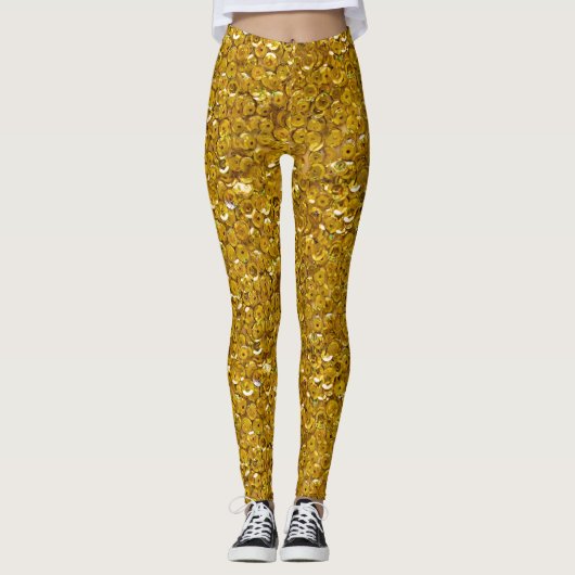 Valentines goldenes Glitzer Muster Leggings (Vorderseite)