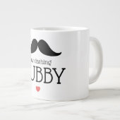 Valentines Graphic Mustache My Dashing Hubby Heart Jumbo-Tasse (Vorderseite Rechts)