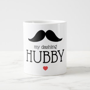 Valentines Graphic Mustache My Dashing Hubby Heart Jumbo-Tasse