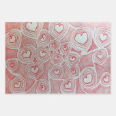 Valentines handgezeichnet Rotherz-Doodle-Muster Geschenkpapier Set (Vorderseite 3)