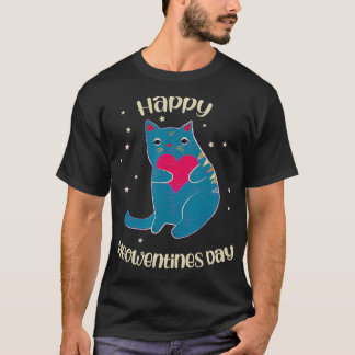 Valentines Happy Meowentines Day Cat hält Herz C T-Shirt