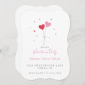 Valentine's Heart Balloons Party Einladung (Vorne/Hinten)