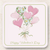 Valentine's Heart Pink and Green Heart Balloons Getränkeuntersetzer (Vorderseite)