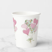 Valentine's Heart Pink and Green Heart Balloons Pappbecher (Rückseite)