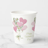 Valentine's Heart Pink and Green Heart Balloons Pappbecher (Vorderseite)
