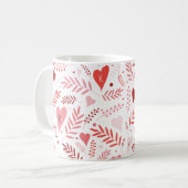 Valentines Heart Pink Red Stylish Muster Monogram Kaffeetasse (Vorderseite Links)