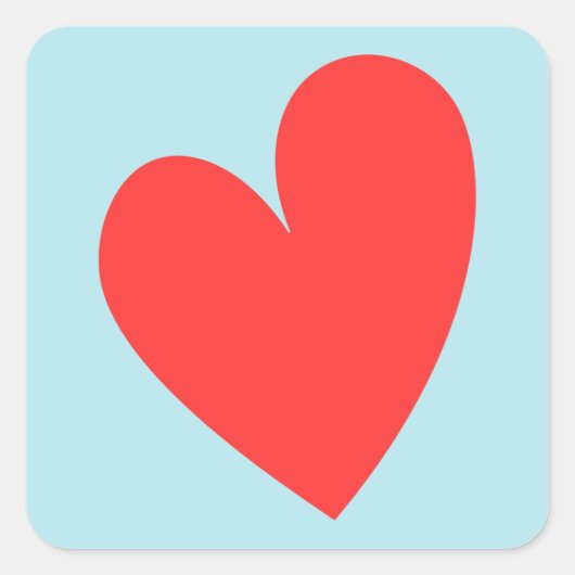 Valentine's Heart Red and Blue Quadratischer Aufkleber (Vorderseite)