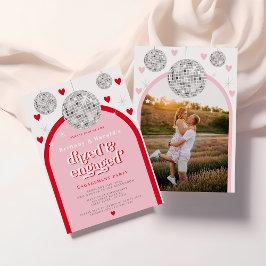 Valentines Heart Retro Disco Verlobung Foto Einladung