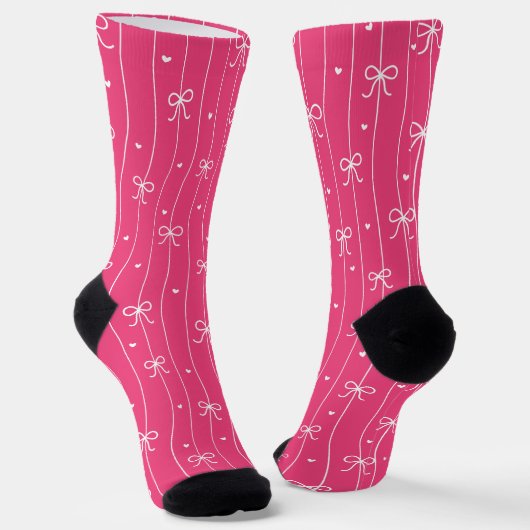Valentine's Hearts and Bows Pink Socken (Gewinkelt)
