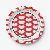 Valentines Hearts and Polka Dots Paper Plate Pappteller (Vorderseite)