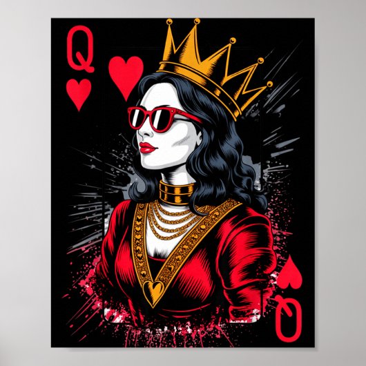 Valentines Hearts Card Queen Trendy Poster (Vorne)