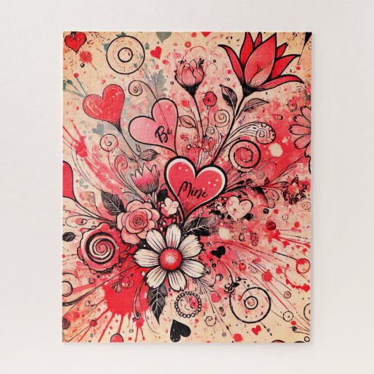Valentines Hearts / Daisy / Spritzer Art / Sangria Puzzle (Vertikal)