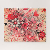 Valentines Hearts / Daisy / Spritzer Art / Sangria Puzzle (Horizontal)