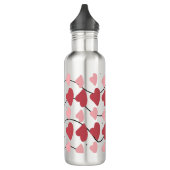 Valentines Hearts Doodles Dots Muster Edelstahlflasche (Links)