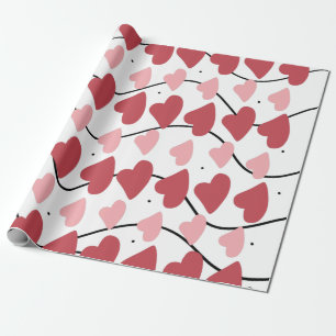 Valentines Hearts Doodles Dots Muster Geschenkpapier