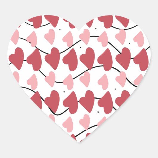 Valentines Hearts Doodles Dots Muster Herz-Aufkleber (Vorderseite)