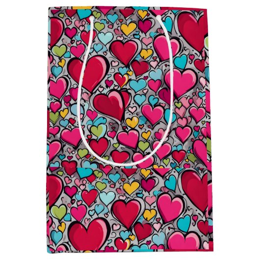 Valentine's Hearts Geschenktasche Mittlere Geschenktüte (Vorderseite)