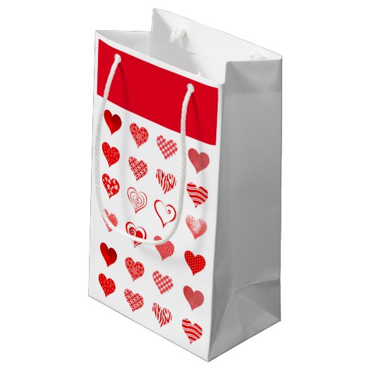 Valentine's Hearts Gift Bag Kleine Geschenktüte (Rückseite Schrägansicht)