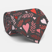 Valentines Hearts Gray Pink Rot Stilvolles Muster Krawatte (Gerollt)