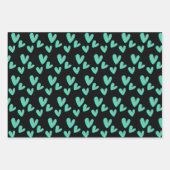 Valentines Hearts Hand bemalt Wasserfarben Geschenkpapier Set (Vorderseite 3)