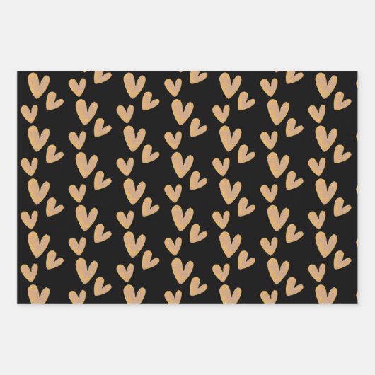 Valentines Hearts Hand bemalt Wasserfarben Geschenkpapier Set (Vorderseite 2)