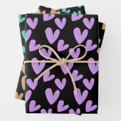 Valentines Hearts Hand bemalt Wasserfarben Geschenkpapier Set (Beispiel)