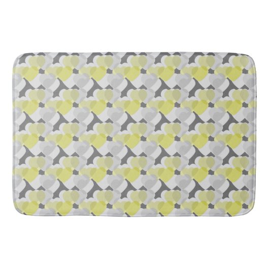 Valentine's Hearts Overlay Yellow and Gray Pattern Badematte (Vorderseite)