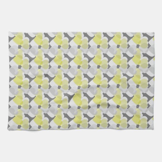 Valentine's Hearts Overlay Yellow and Gray Pattern Geschirrtuch (Horizontal)
