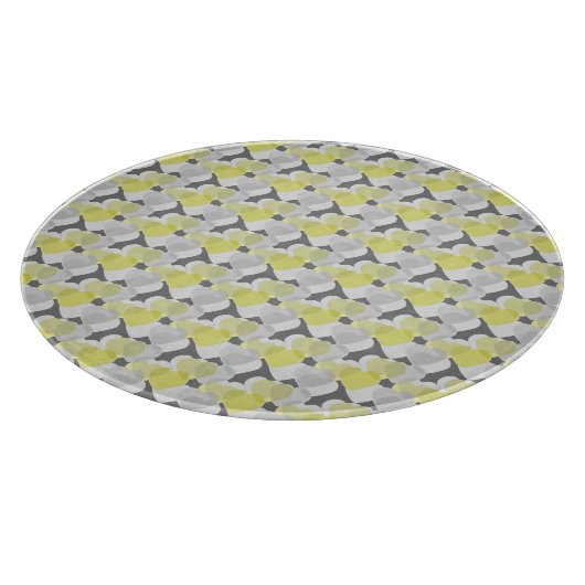 Valentine's Hearts Overlay Yellow and Gray Pattern Schneidebrett (Ecke)