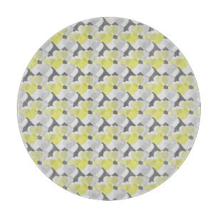 Valentine's Hearts Overlay Yellow and Gray Pattern Schneidebrett