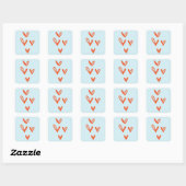 Valentine's Hearts Pastel Blue and Red Quadratischer Aufkleber (Blatt)