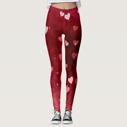 Valentines Hearts Pattern Leggings (Vorderseite)