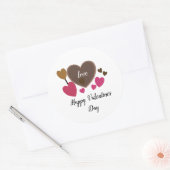 Valentines Hearts und Liebe Round Sticker (Umschlag)