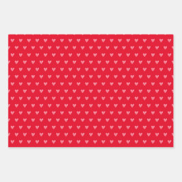 Valentines Herz auf Rot und auf Weiß mit Rot Geschenkpapier Set