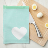 Valentines Herz Hand Gezeichnet Liebe Blue Green Geschirrtuch (Viertel Falte)