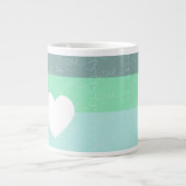 Valentines Herz Hand Gezeichnet Liebe Blue Green Jumbo-Tasse (Vorderseite)