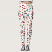 Valentines Herz Muster Blau Rosa Rot Leggings (Vorderseite)