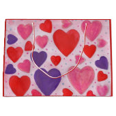 Valentines Herz Muster in Rosa Lila Große Geschenktüte (Vorderseite)