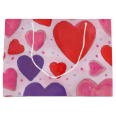 Valentines Herz Muster in Rosa Lila Große Geschenktüte (Vorderseite)