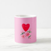 Valentines Herz und rosa Mandevilla Blume Kaffeetasse (Mittel)