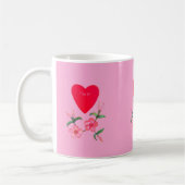 Valentines Herz und rosa Mandevilla Blume Kaffeetasse (Links)