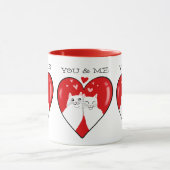 Valentines Herz Weiße Katzen YOU&ME Tasse (Zentrum)