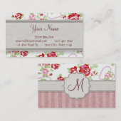 Valentines - Herzen, Rosen und Monogramm der Visitenkarte (Vorne/Hinten)