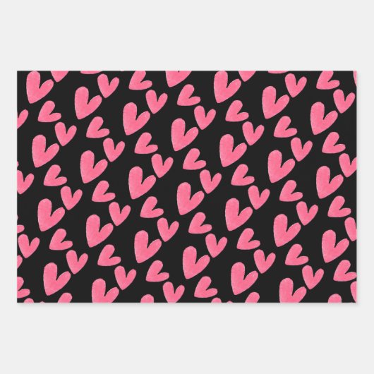 Valentines hören handgemalte Wasserfarbenmuster Geschenkpapier Set (Vorderseite)