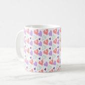 Valentines hören Lila Handgezeichnetes Muster Kaffeetasse (Vorderseite Links)