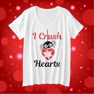 Valentine's I Crush Hearts niedliche Spinne   Große Größe T-Shirt