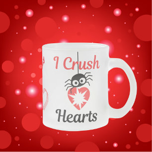 Valentine's I Crush Hearts niedliche Spinne Mattglastasse