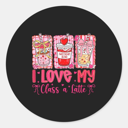 Valentines I Love My Cl A Latte Coquette Coffee Te Runder Aufkleber (Vorderseite)