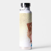 Valentines Imitate Glitzer Girl Tan Haar Braun Ros Trinkflasche (Rechts)